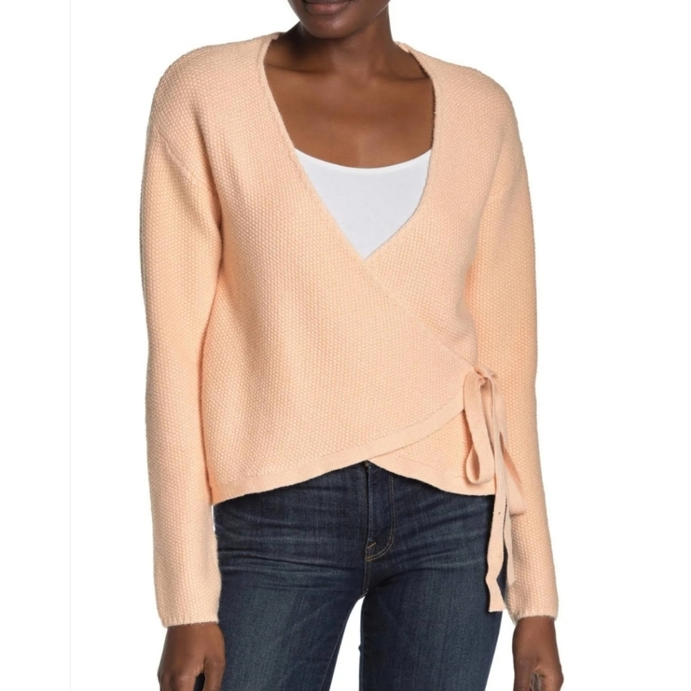 Tularosa Destiny Wrap Sweater Peach  Textured Knit Size L